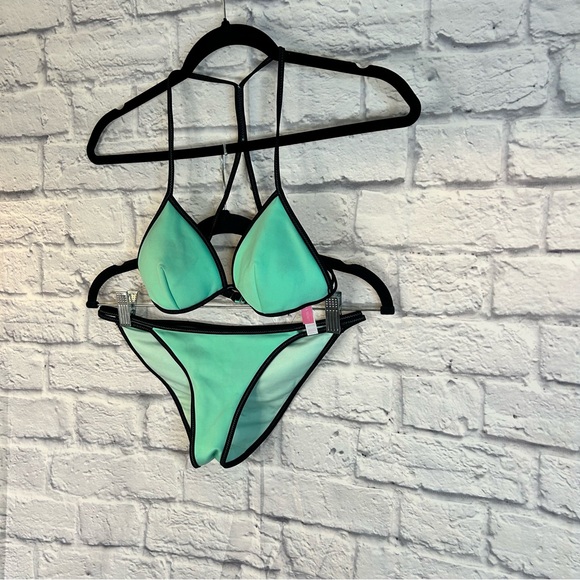 Victoria Secret Green Black Outlined Bikini - Picture 2 of 5